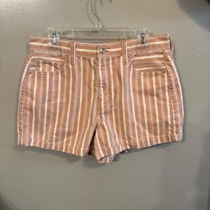 American‎ Eagle Pink and White Striped Cuffed Shorts (Women's 12)